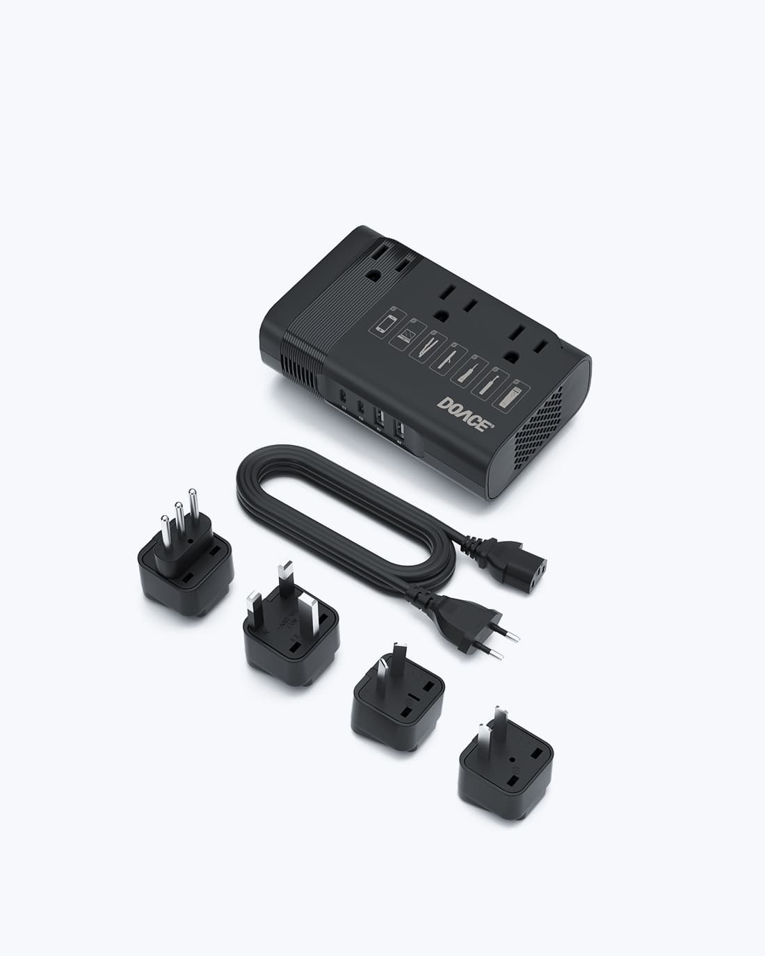 DOACE LC-X30 220V to 110V Voltage Converter with Four Plug Adapters