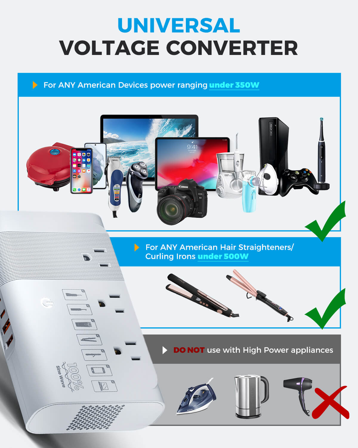 DOACE LC-X35 100% pure sine wave 500W traveling voltage converter - DOACE Team