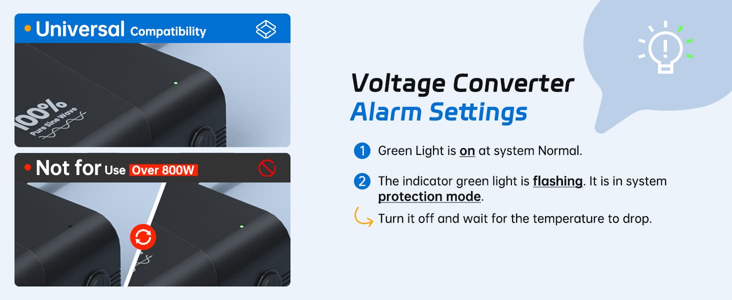 DOACE LC-X80 Voltage Converter Alarm Settings