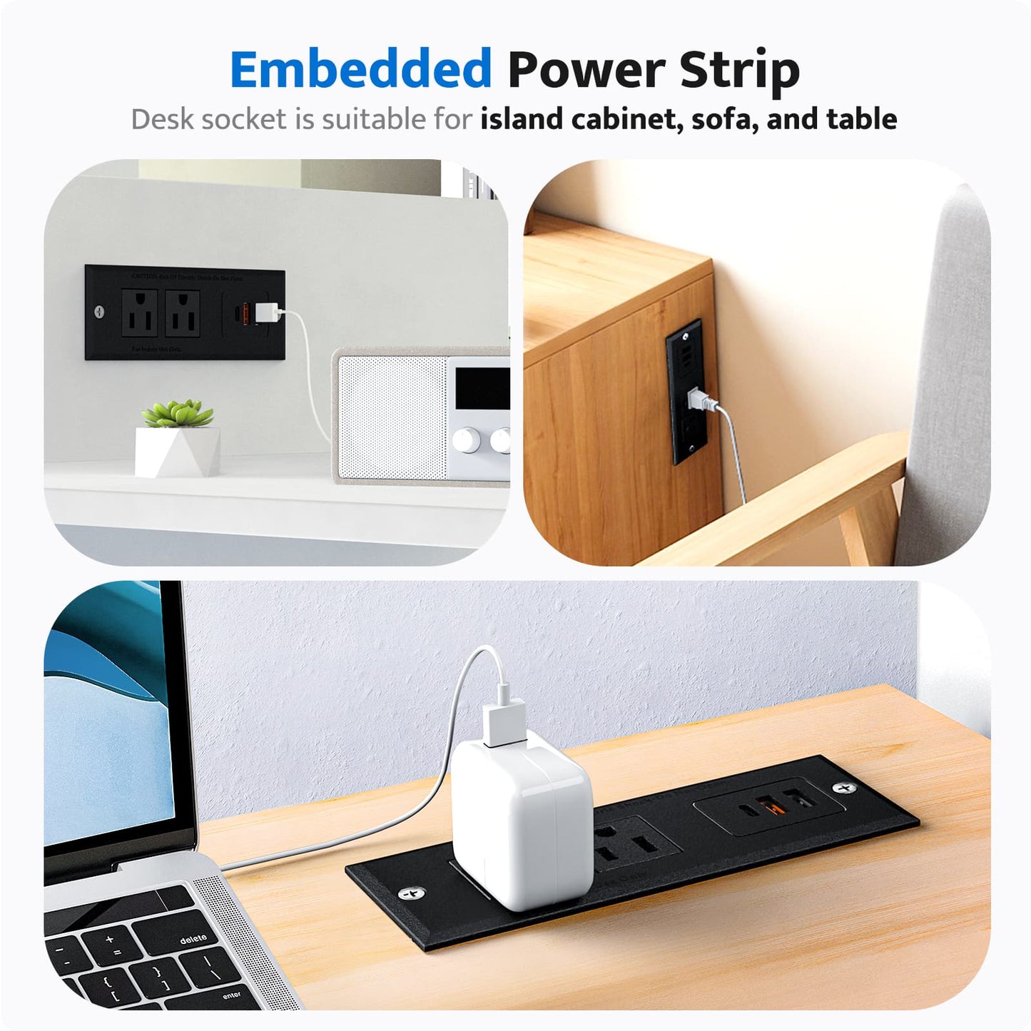 DOACE Recessed Power Strip