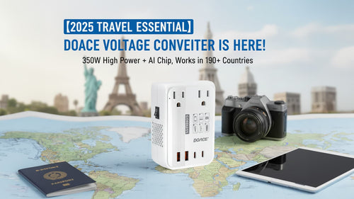 【2025 Travel Essential】DOACE Voltage Converter Is Here! 350W High Power + AI Chip, Works in 190+ Countries. Travelers Say: "This is the REAL Deal!"