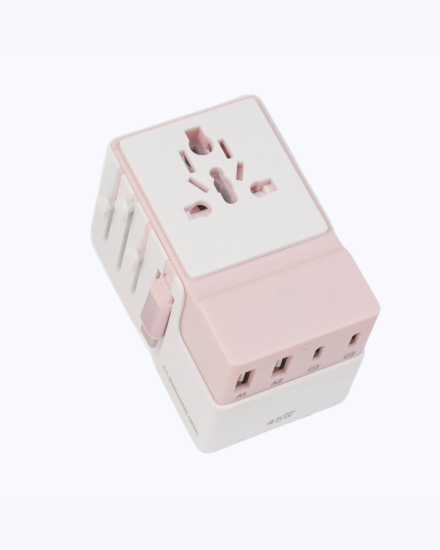 DOACE FC-T45C | 3USB-C+2USB-A 45W GaN PD | QC3.0 Travel Adapter with Retractable Cable
