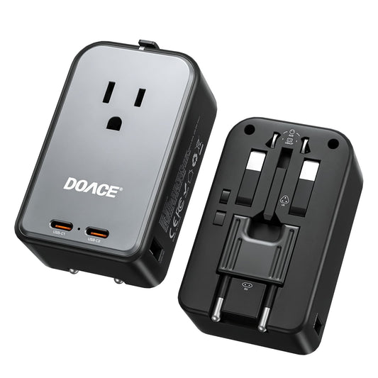 DOACE Pico 5-in-1 universal travel adapter with dual USB-C ports