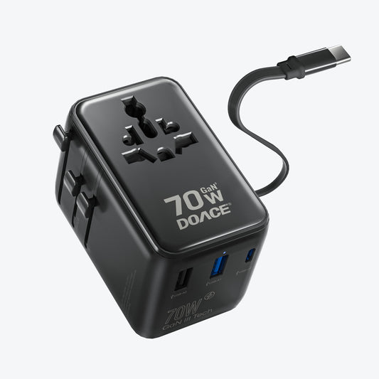 DOACE 70W GaN 3.0 Travel Adapter - 6-in-1 International Power Adapter