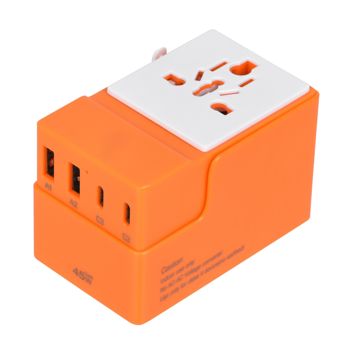 DOACE FC-T45C | 3USB-C+2USB-A 45W GaN PD | QC3.0 Travel Adapter with Retractable Cable