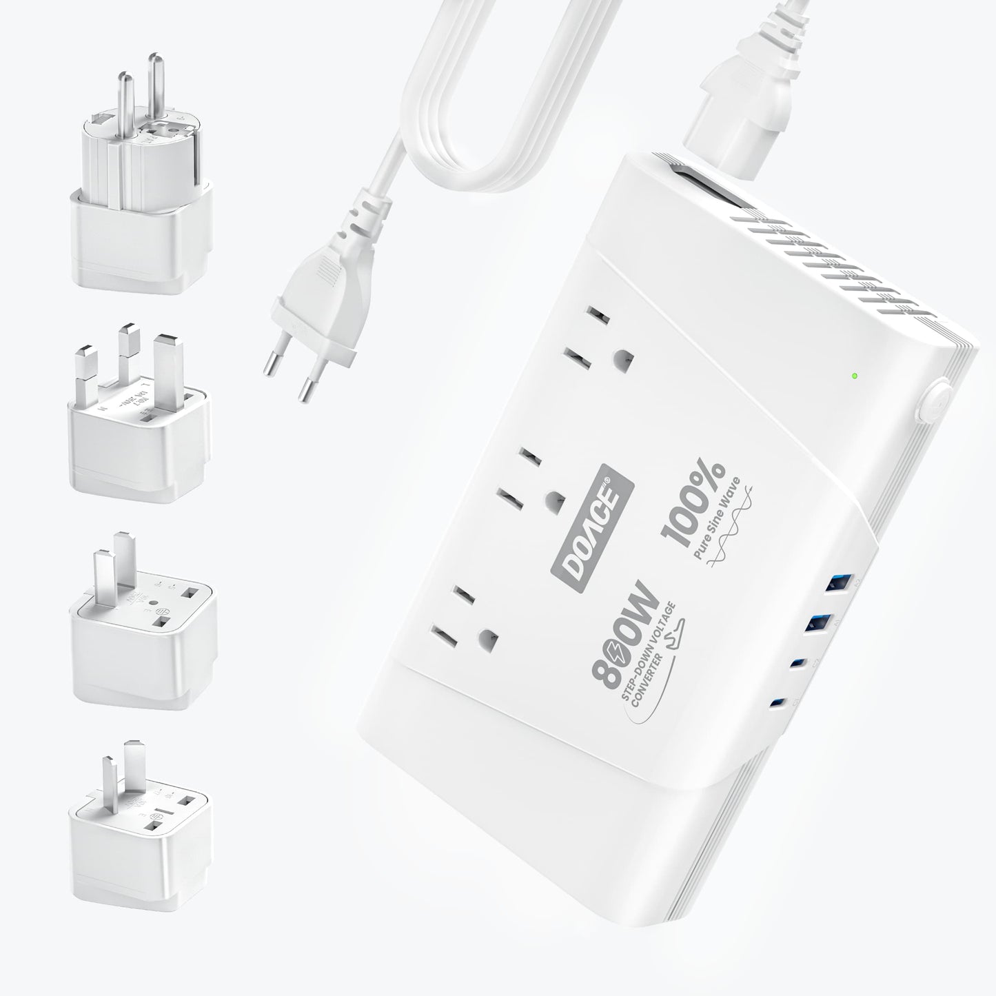 DOACE LC-X80 800W 7-in-1 Travel Voltage Converter & Adapter